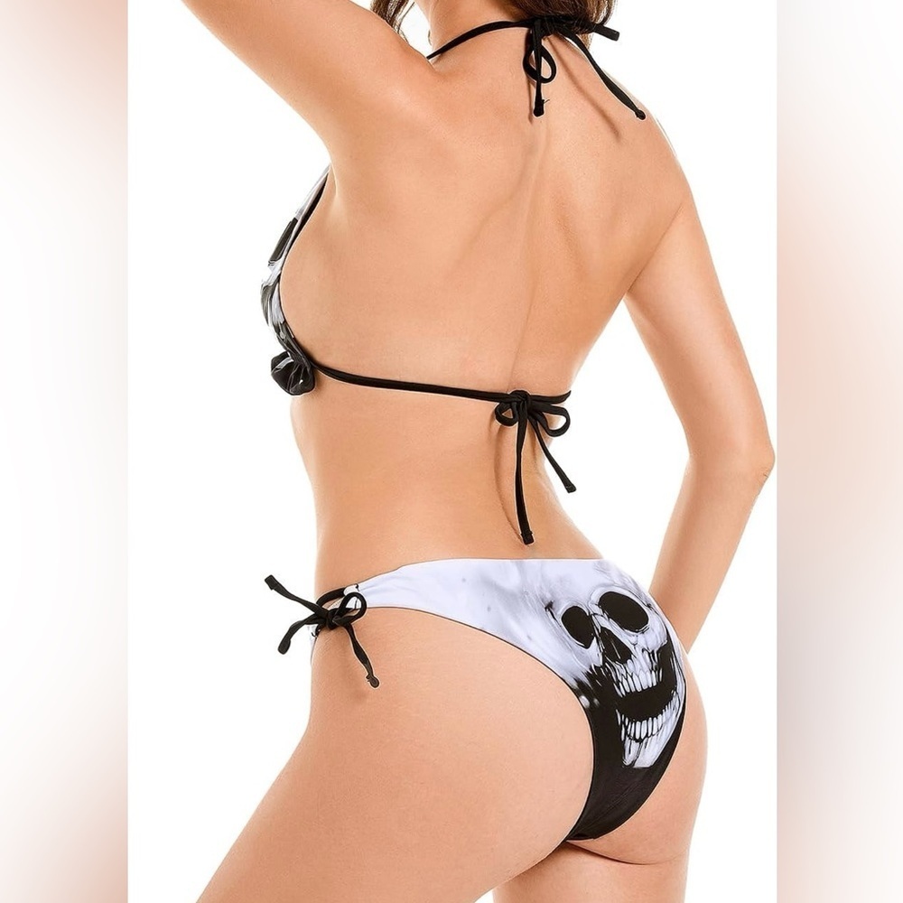 Skull Triangle Halter Bikini Set - Picture 4 of 9